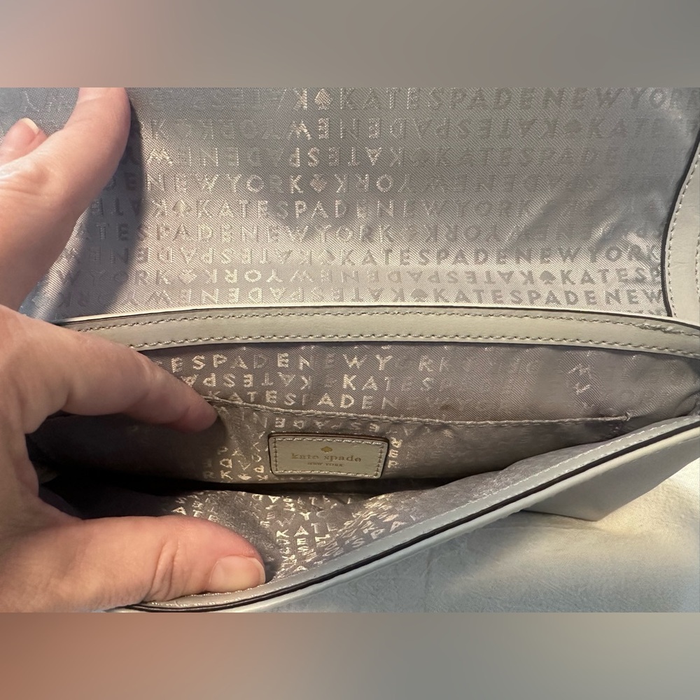 Kate Spade Gray Leather Bow Wallet / Clutch - Picture 5 of 7